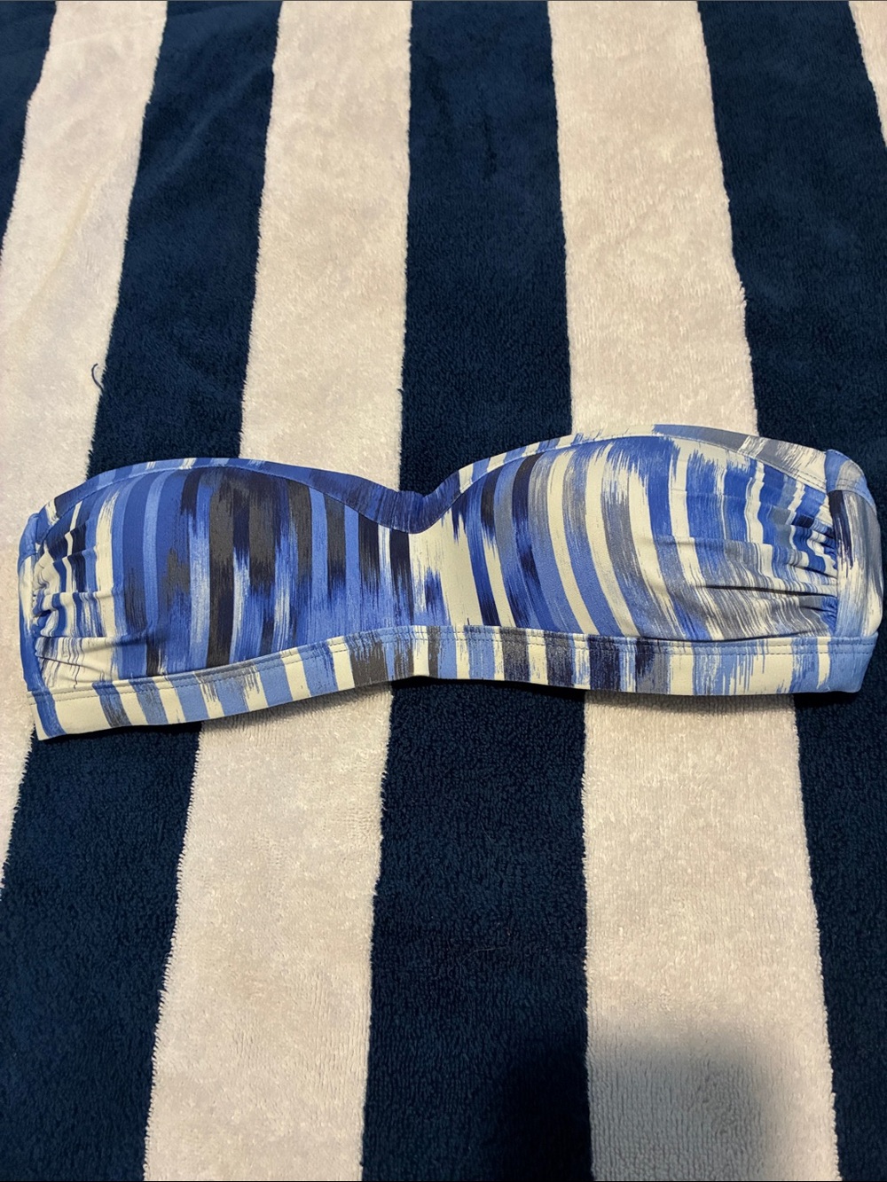 Athleta Blue, White & Navy Strapless Bandeau Top
